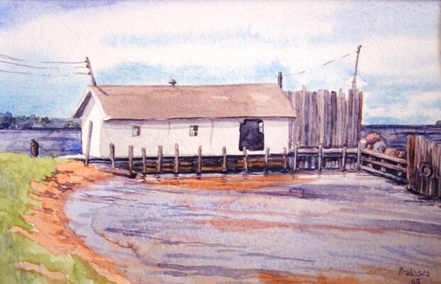 Fishing Shack at Little Sand Bay, watercolor Little Sand Bay