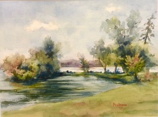 Green Lake Landscape, watercolor Green Lake Landscape