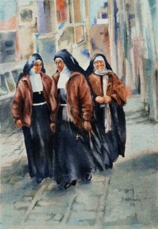 Out and About, watercolor, Playa del Carmen Out and about