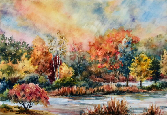 Wisconsin Fall, watercolor, 2021 Wisconsin in the Fall