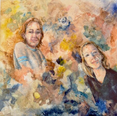 Teen Beauties, watercolor, tissue collage